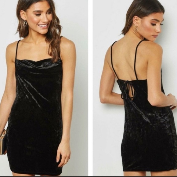 Topshop Dresses & Skirts - Topshop Black Mini Slip Dress Cowl Neck LBD Size US 6